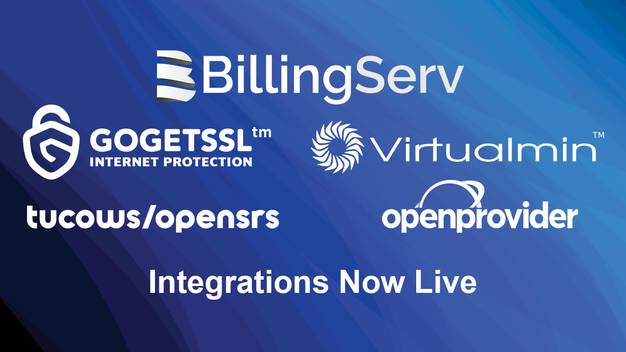 OpenProvider, OpenSRS, Virtualmin and GoGetSSL Now Integrated with BillingServ